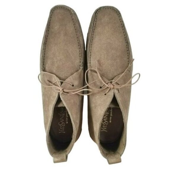 Yves Saint Laurent Rive Gauche Men 6.5-7 Desert Tan Suede Dress Shoe Chukka Boot - Picture 8 of 10